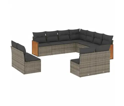 Sodo Komplektas Su Pagalvėlėmis, 11 Dalių, Pilkas, Poliratanas