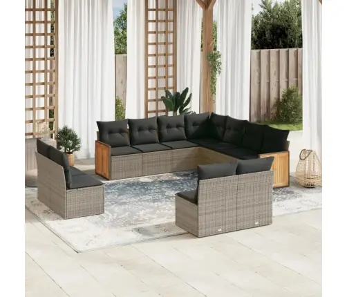 Sodo Komplektas Su Pagalvėlėmis, 11 Dalių, Pilkas, Poliratanas