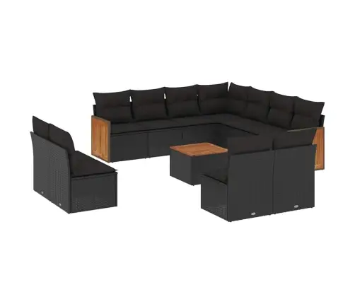 12-Daļīgs Dārza Dīvānu Komplekts, Matrači, Melna Pe Rotangpalma Vidaxl