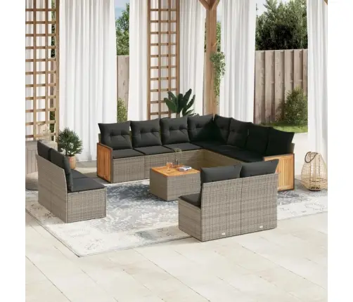 12-Daļīgs Dārza Atpūtas Mēbeļu Komplekts, Matrači, Pelēks Pe Vidaxl