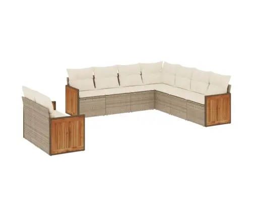 9-Daļīgs Dārza Dīvānu Komplekts, Matrači, Bēša Pe Rotangpalma Vidaxl