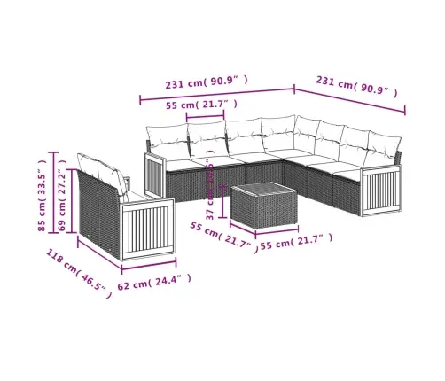 10-Daļīgs Dārza Dīvāna Komplekts, Matrači, Melna Pe Rotangpalma Vidaxl 10-Daļīgs Dārza Dīvāna Komplekts, Matrači, Melna Pe Rotangpalma Vidaxl