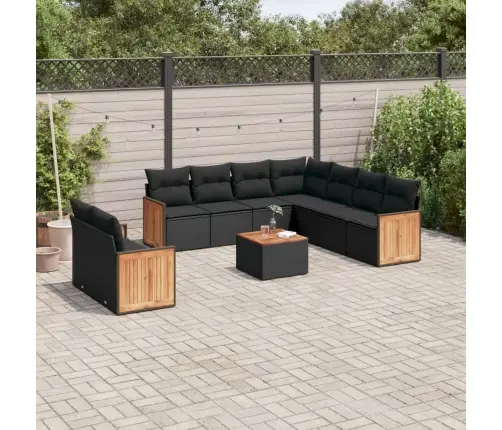 10-Daļīgs Dārza Dīvāna Komplekts, Matrači, Melna Pe Rotangpalma Vidaxl 10-Daļīgs Dārza Dīvāna Komplekts, Matrači, Melna Pe Rotangpalma Vidaxl