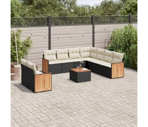 Sodo Komplektas Su Pagalvėlėmis, 10 Dalių, Juodas, Poliratanas