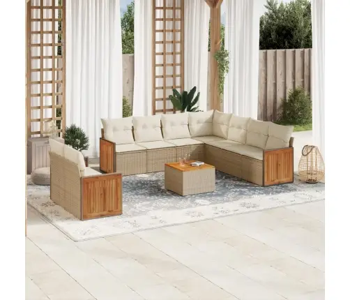 Sofos Komplektas Su Pagalvėlėmis, 10 Dalių, Smėlio, Poliratanas