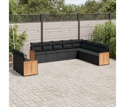 10-Daļīgs Dārza Dīvāna Komplekts, Matrači, Melna Pe Rotangpalma Vidaxl