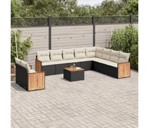 11-Daļīgs Dārza Dīvāna Komplekts, Matrači, Melna Pe Rotangpalma Vidaxl