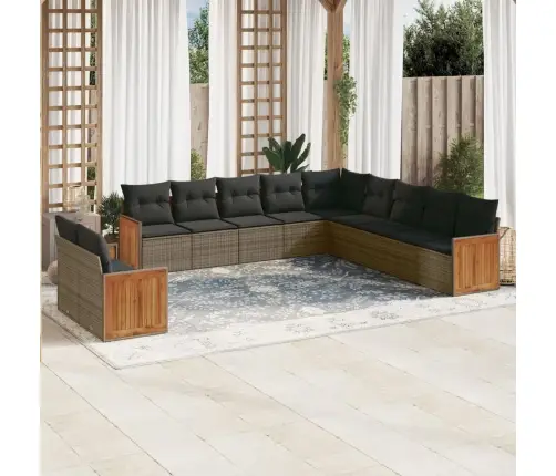 Sodo Komplektas Su Pagalvėlėmis, 11 Dalių, Pilkas, Poliratanas