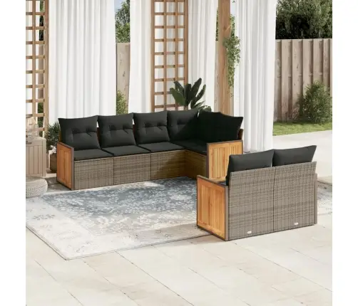 7-Daļīgs Dārza Dīvāna Komplekts, Matrači, Pelēka Pe Rotangpalma Vidaxl