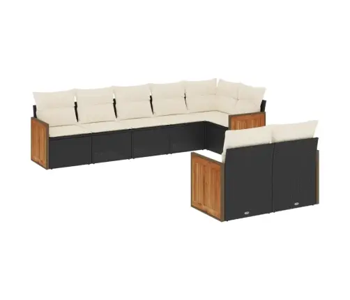 Sofos Komplektas Su Pagalvėlėmis, 8 Dalių, Juodas, Poliratanas