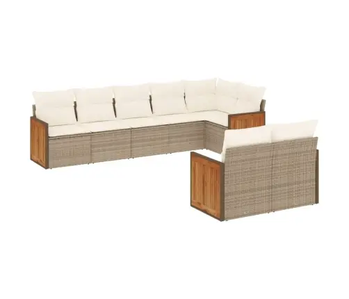 8-Daļīgs Dārza Dīvāna Komplekts, Matrači, Bēša Pe Rotangpalma Vidaxl