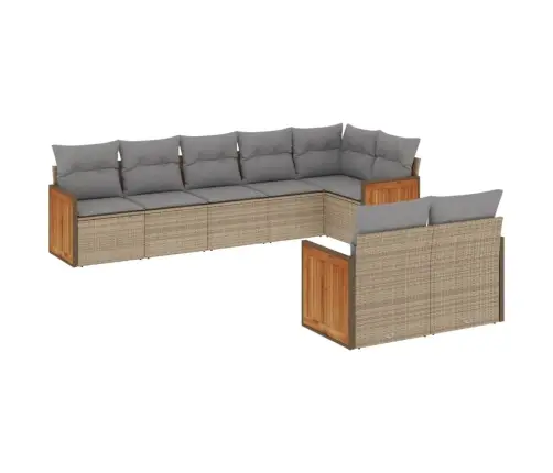 8-Daļīgs Dārza Dīvāna Komplekts, Matrači, Bēša Pe Rotangpalma Vidaxl