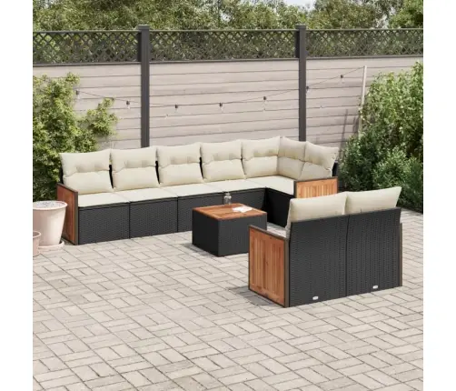 Sodo Komplektas Su Pagalvėlėmis, 9 Dalių, Juodas, Poliratanas