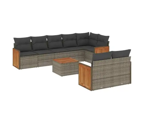 Sofos Komplektas Su Pagalvėlėmis, 9 Dalių, Pilkas, Poliratanas