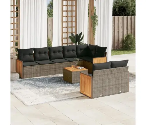 Sofos Komplektas Su Pagalvėlėmis, 9 Dalių, Pilkas, Poliratanas