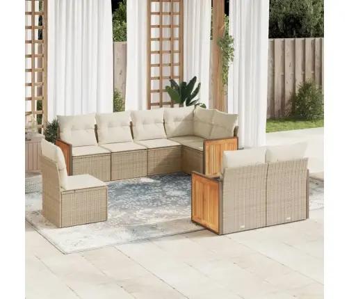 Sofos Komplektas Su Pagalvėlėmis, 8 Dalių, Smėlio, Poliratanas