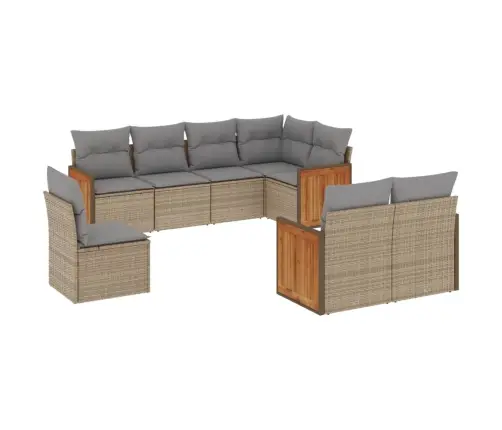 Sofos Komplektas Su Pagalvėlėmis, 8 Dalių, Smėlio, Poliratanas