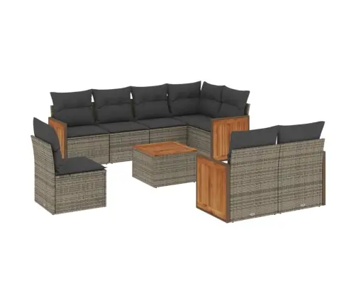 Sofos Komplektas Su Pagalvėlėmis, 9 Dalių, Pilkas, Poliratanas