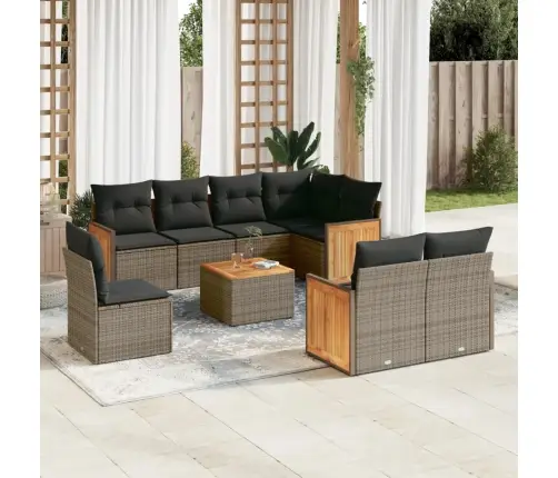 Sofos Komplektas Su Pagalvėlėmis, 9 Dalių, Pilkas, Poliratanas