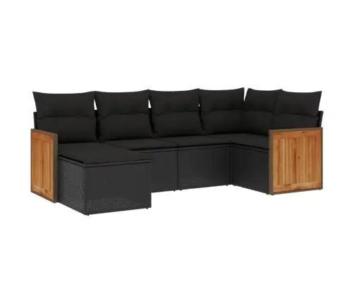 6-Daļīgs Dārza Dīvāna Komplekts, Matrači, Melna Pe Rotanpalma Vidaxl