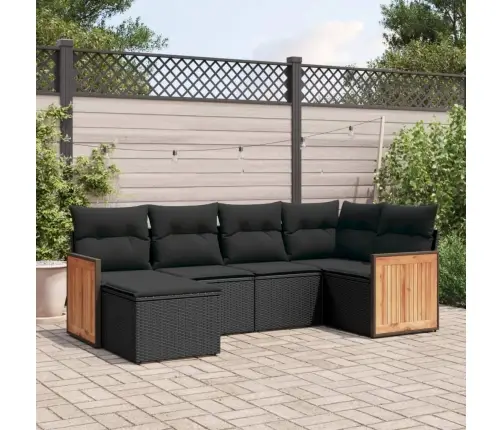 6-Daļīgs Dārza Dīvāna Komplekts, Matrači, Melna Pe Rotanpalma Vidaxl