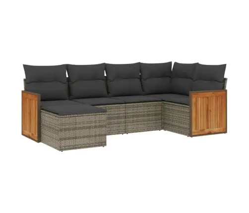 Sofos Komplektas Su Pagalvėlėmis, 6 Dalių, Pilkas, Poliratanas