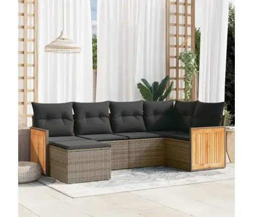 Sofos Komplektas Su Pagalvėlėmis, 6 Dalių, Pilkas, Poliratanas