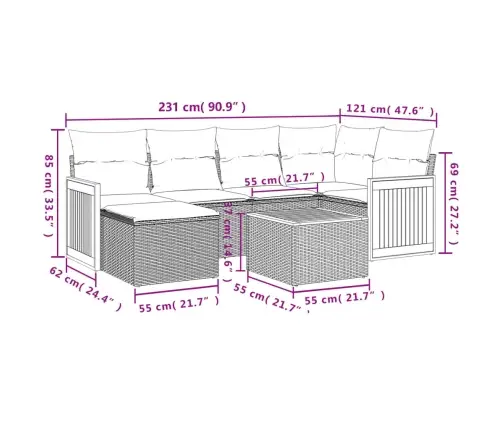 7-Osaline Aiadiivani Komplekt Patjadega, Hall, Polürotang