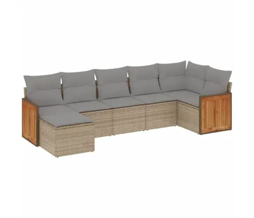 7-Daļīgs Dārza Dīvāna Komplekts, Matrači, Bēša Pe Rotangpalma Vidaxl