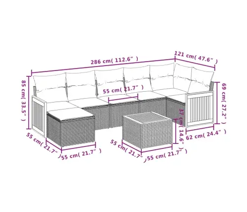 8-Osaline Aiadiivani Komplekt Patjadega, Must, Polürotang