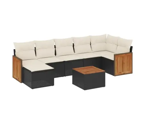 Sofos Komplektas Su Pagalvėlėmis, 8 Dalių, Juodas, Poliratanas