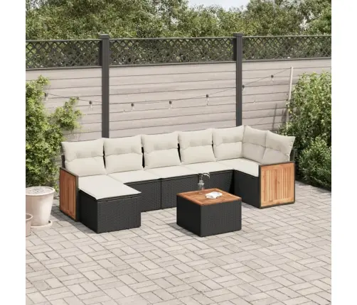 Sofos Komplektas Su Pagalvėlėmis, 8 Dalių, Juodas, Poliratanas