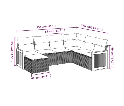 7-Daļīgs Dārza Dīvāna Komplekts, Matrači, Bēša Pe Rotangpalma Vidaxl