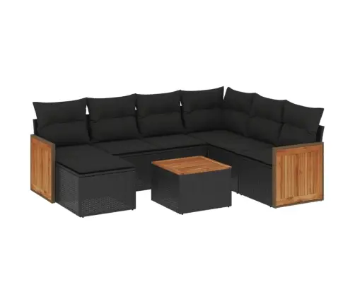 8-Daļīgs Dārza Dīvāna Komplekts, Matrači, Melna Pe Rotangpalma Vidaxl