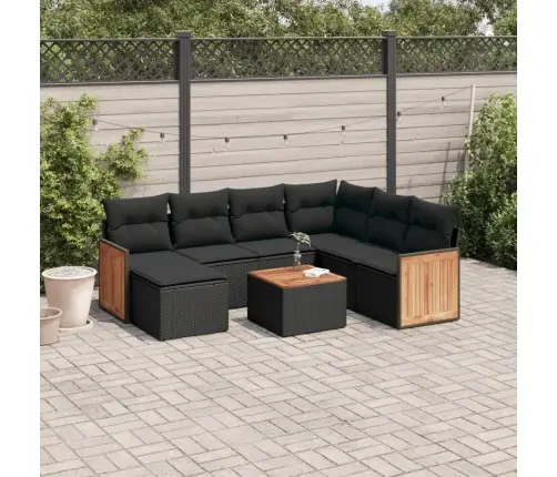 8-Daļīgs Dārza Dīvāna Komplekts, Matrači, Melna Pe Rotangpalma Vidaxl