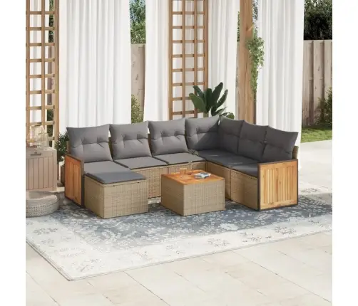 8-Osaline Aiadiivani Komplekt Patjadega, Beež, Polürotang