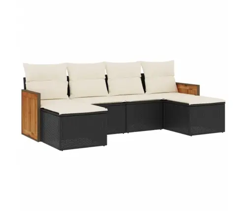 6-Daļīgs Dārza Dīvāna Komplekts, Matrači, Melna Pe Rotanpalma Vidaxl