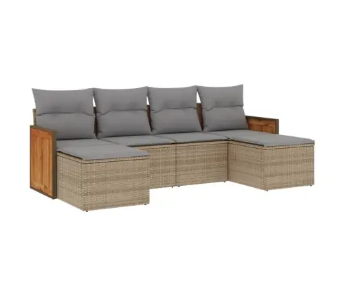 6-Daļīgs Dārza Dīvāna Komplekts, Matrači, Bēša Pe Rotangpalma Vidaxl