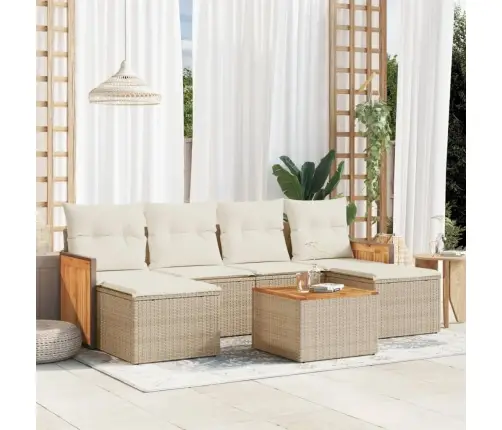 7-Daļīgs Dārza Dīvāna Komplekts, Matrači, Bēša Pe Rotangpalma Vidaxl