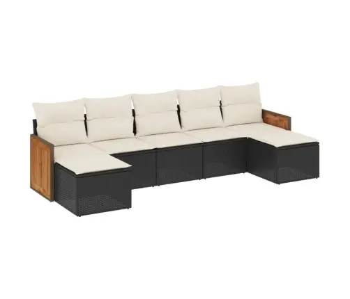 7-Daļīgs Dārza Dīvāna Komplekts Ar Matračiem, Melna Pe Vidaxl