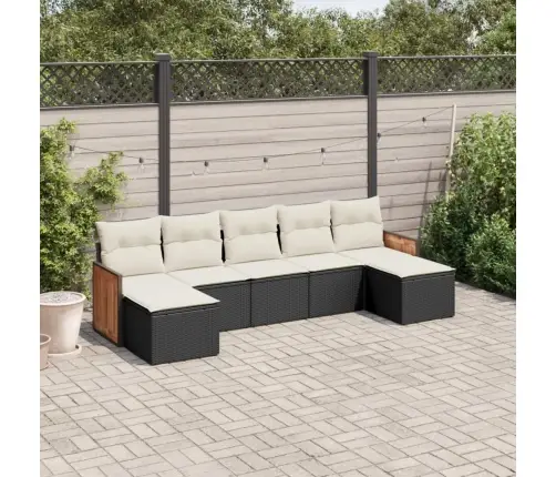 7-Daļīgs Dārza Dīvāna Komplekts Ar Matračiem, Melna Pe Vidaxl