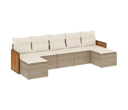 7-Daļīgs Dārza Dīvāna Komplekts, Matrači, Bēša Pe Rotangpalma Vidaxl