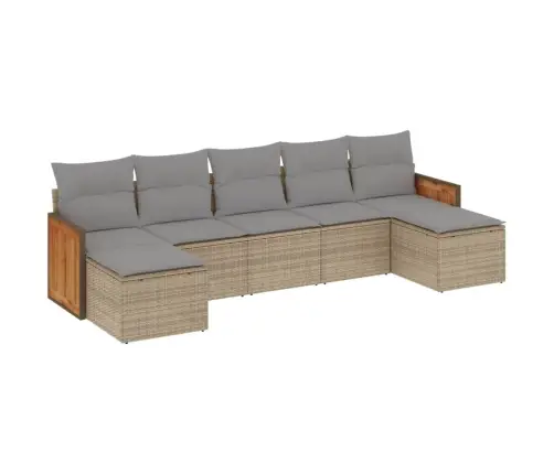 Sofos Komplektas Su Pagalvėlėmis, 7 Dalių, Smėlio, Poliratanas