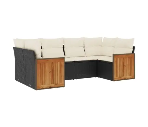 6-Daļīgs Dārza Dīvāna Komplekts, Matrači, Melna Pe Rotanpalma Vidaxl