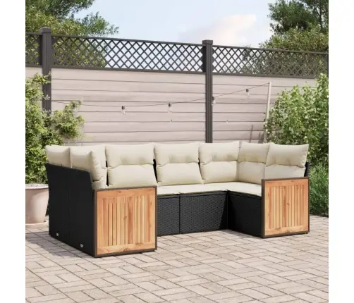 6-Daļīgs Dārza Dīvāna Komplekts, Matrači, Melna Pe Rotanpalma Vidaxl