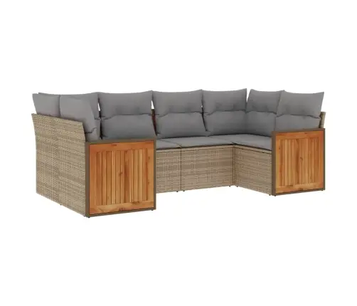 6-Daļīgs Dārza Dīvāna Komplekts, Matrači, Bēša Pe Rotangpalma Vidaxl