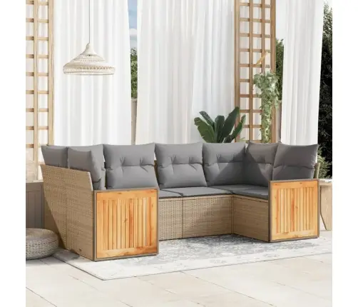 6-Daļīgs Dārza Dīvāna Komplekts, Matrači, Bēša Pe Rotangpalma Vidaxl