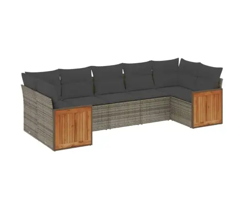 7-Daļīgs Dārza Dīvāna Komplekts, Matrači, Pelēka Pe Rotangpalma Vidaxl