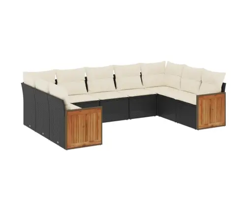 9-Daļīgs Dārza Dīvāna Komplekts, Matrači, Melna Pe Rotangpalma Vidaxl