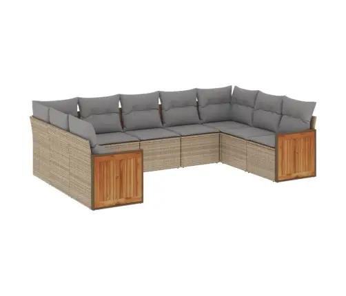 Sodo Komplektas Su Pagalvėlėmis, 9 Dalių, Smėlio, Poliratanas